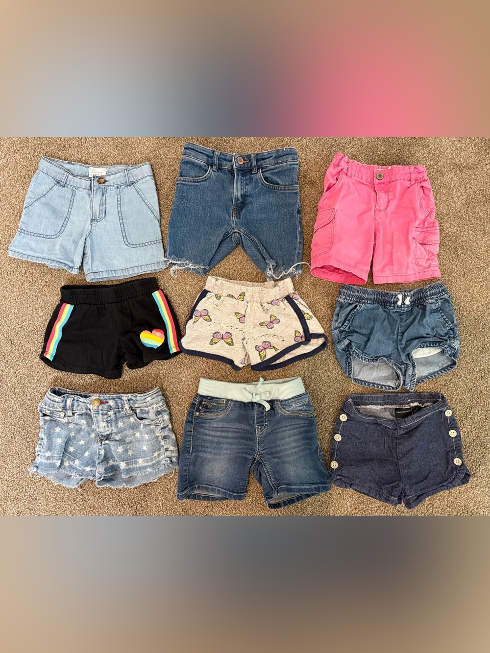 9 pcs Bundle of Denim Mixed Shorts Girls Kids Size 4T to 5T